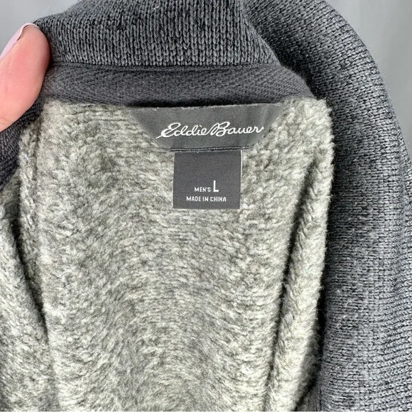 Eddie Bauer 1/4 Zip Fleece Pullover Sweater Heather Grey Size Large - Picture 6 of 13